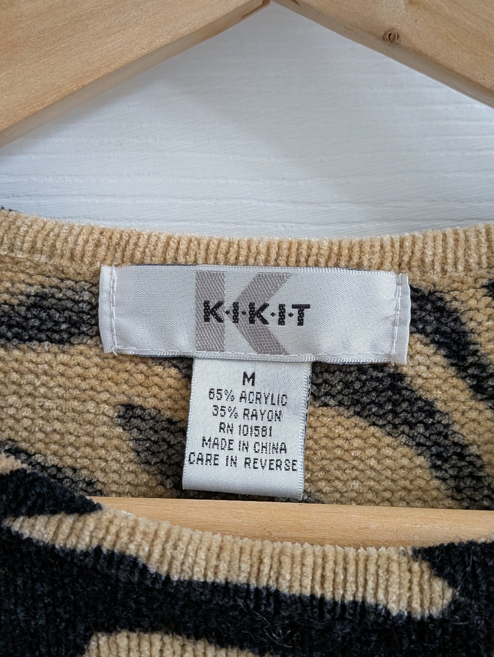 Women's Vintage KITKIT Zebra Print Sweater Medium Like New Chenille Tan Black - Picture 2 of 4